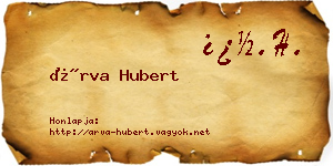 Árva Hubert névjegykártya